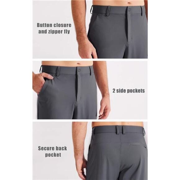 Men's 4-Way Stretch Golf Joggers with Pockets, Slim Fit Work Pants Athletic - Picture 3 of 8